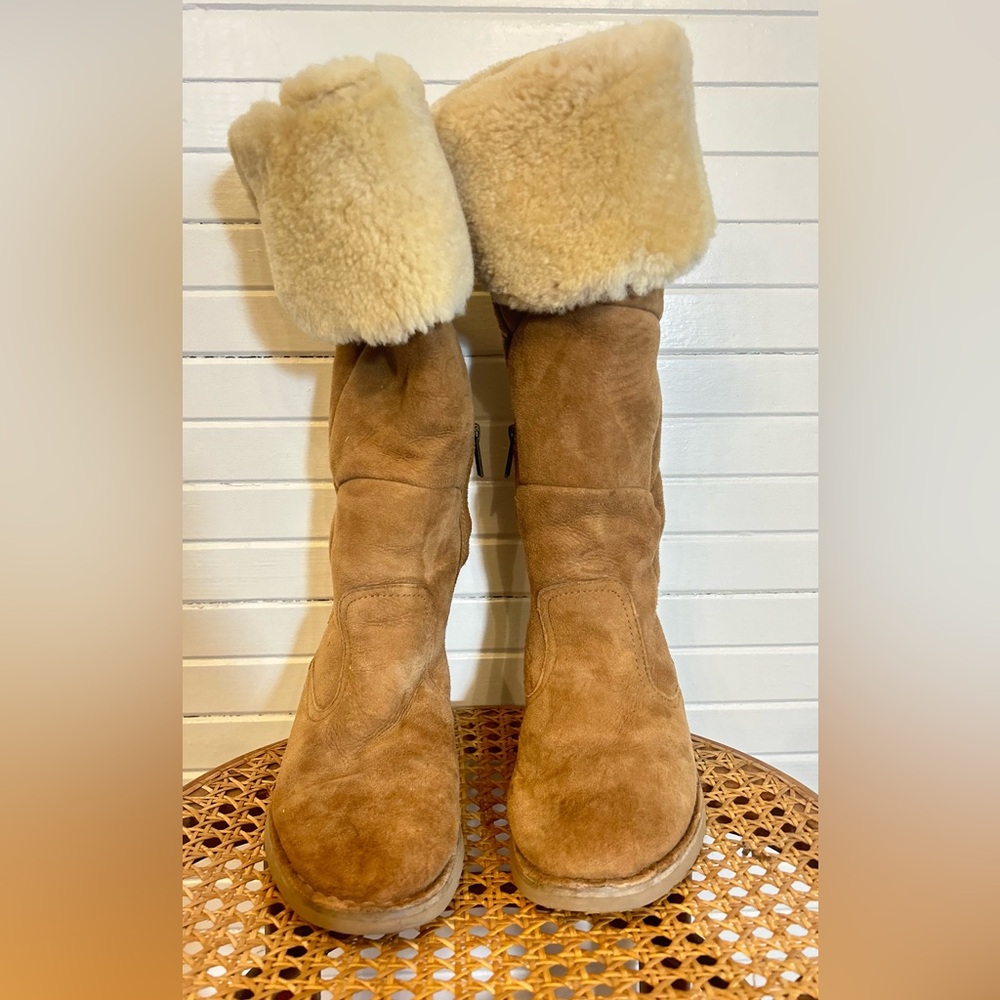 Ugg Sibley knee high Tan Suede Shearling Boots